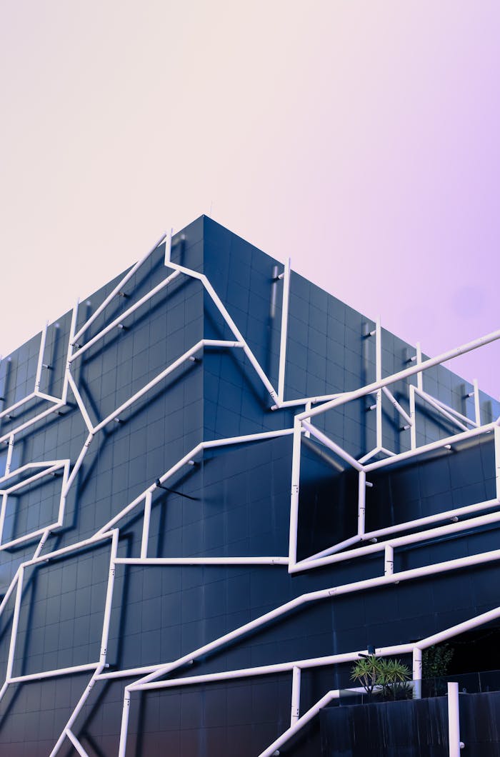 about-us Contemporary facade with geometric patterns in Melbourne, capturing modern architectural style.